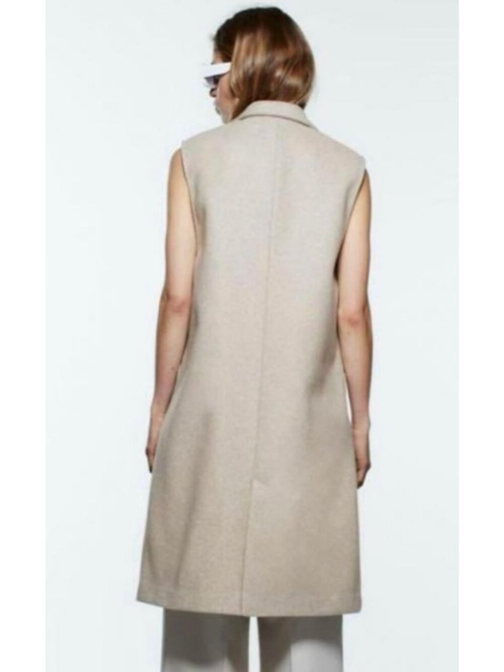 Zara Womens Tan Sleeveless Boyfriend Trench Vest Size L [jb] - Picture 3 of 9